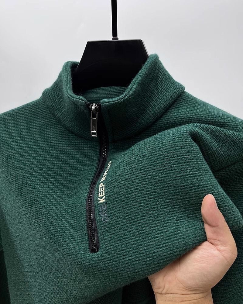 Relenzo - Men's autumn and winter stand collar zip-up knitted sweatshirt