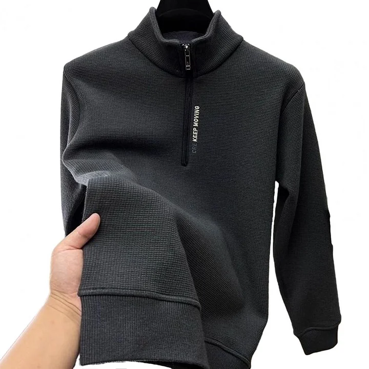 Relenzo - Men's autumn and winter stand collar zip-up knitted sweatshirt